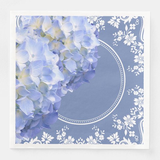 Blauwe Hydrangea White Lace Party bruiloft recepti Servet (Voorkant)