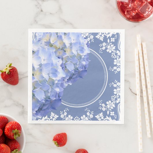 Blauwe Hydrangea White Lace Party bruiloft recepti Servet (Insitu)