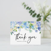 Blauwe Hydrangea Winter Bloemen Huwelijk Bedankt Briefkaart (Staand voorkant)
