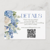 Blauwe Hydrangea Witte Bloemen Bruiloft QR Code Si Informatiekaartje (Voorkant)