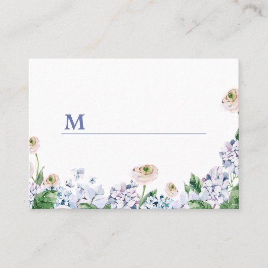 Blauwe Hydrangea Witte Roos 100e Verjaardag Plaatskaartje (Voorkant)