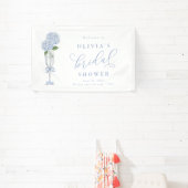  Blauwe Hydrangea & Zilveren Champagne Welkom Spandoek (Insitu)