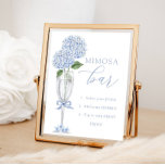 Blauwe Hydrangea, Zilveren Mimosa Bar Douche Poster<br><div class="desc">Verander de richtingen en personaliseer gebruikend de vorm van de sjabloon.</div>