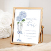 Blauwe Hydrangea, Zilveren Mimosa Bar Douche Poster