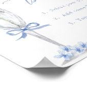 Blauwe Hydrangea, Zilveren Mimosa Bar Douche Poster (Hoek)