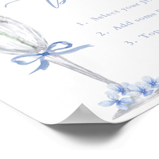 Blauwe Hydrangea, Zilveren Mimosa Bar Douche Poster (Hoek)