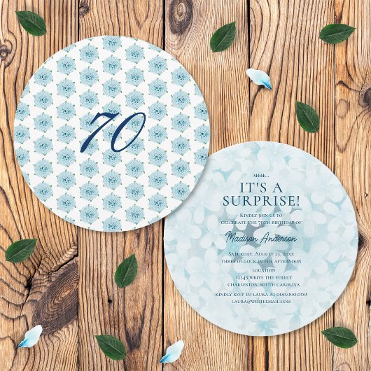 Blauwe Hydrangeas 70e Verrassingsverjaardagsfeestj Kaart