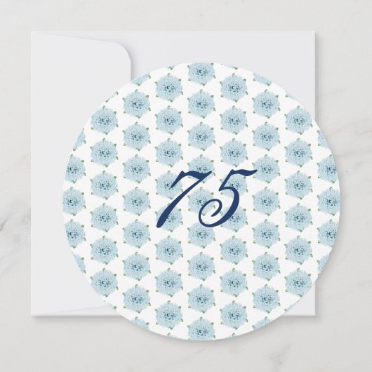 Blauwe Hydrangeas 75e Verrassingsverjaardagsfeestj Kaart (Achterkant)