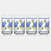 Blauwe Hydrangeas Bloemen Botanische Kunst Blikvorm Glas (Achterkant)