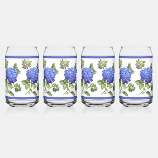 Blauwe Hydrangeas Bloemen Botanische Kunst Blikvorm Glas (Achterkant)