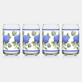 Blauwe Hydrangeas Bloemen Botanische Kunst Blikvorm Glas