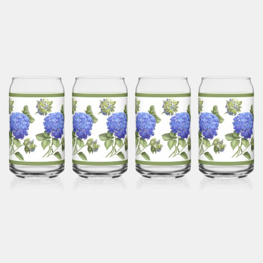 Blauwe Hydrangeas Bloemen Botanische Kunst Blikvorm Glas (Achterkant)