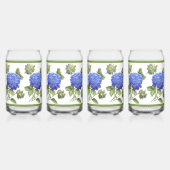 Blauwe Hydrangeas Bloemen Botanische Kunst Blikvorm Glas (Voorkant)