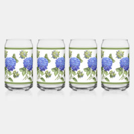 Blauwe Hydrangeas Bloemen Botanische Kunst Blikvorm Glas