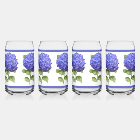 Blauwe Hydrangeas Bloemen Botanische Kunst Blikvorm Glas (Achterkant)