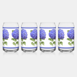 Blauwe Hydrangeas Bloemen Botanische Kunst Blikvorm Glas