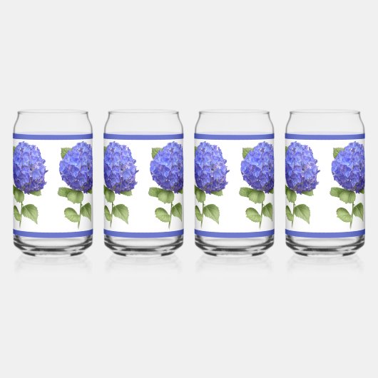 Blauwe Hydrangeas Bloemen Botanische Kunst Blikvorm Glas (Links)