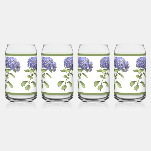 Blauwe Hydrangeas Bloemen Botanische Kunst Blikvorm Glas (Rechts)