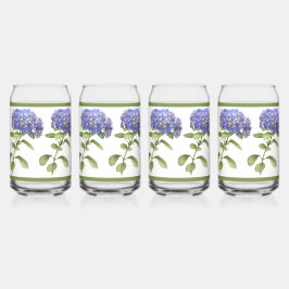Blauwe Hydrangeas Bloemen Botanische Kunst Blikvorm Glas
