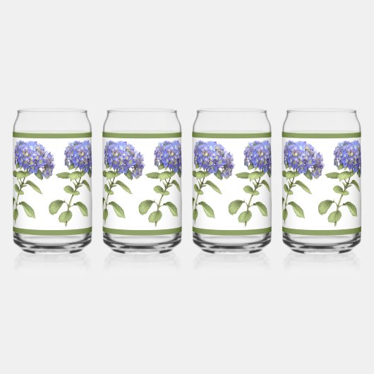 Blauwe Hydrangeas Bloemen Botanische Kunst Blikvorm Glas (Links)