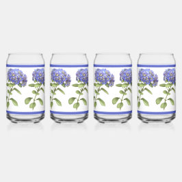 Blauwe Hydrangeas Bloemen Botanische Kunst Blikvorm Glas