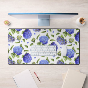 Blauwe Hydrangeas Bloemen Botanische Kunst Patroon Bureaumat