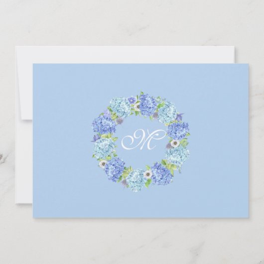 Blauwe Hydrangeas Bloemen Groen Bruidsmeisjes Brun Kaart (Achterkant)