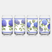 Blauwe Hydrangeas Botanische Kunst Kan Glas Set (Achterkant)