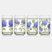 Blauwe Hydrangeas Botanische Kunst Kan Glas Set (Achterkant)