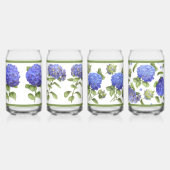 Blauwe Hydrangeas Botanische Kunst Kan Glas Set (Voorkant)