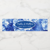 Blauwe Hydrangeas Bruiloft Water Fles Labels Waterfles Etiket (Enkel label)