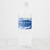 Blauwe Hydrangeas Bruiloft Water Fles Labels Waterfles Etiket (Voorkant)