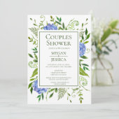 Blauwe Hydrangeas Couples Douche Kaart (Staand voorkant)