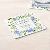 Blauwe Hydrangeas Couples Douche Kartonnen Onderzetters (Schuin)