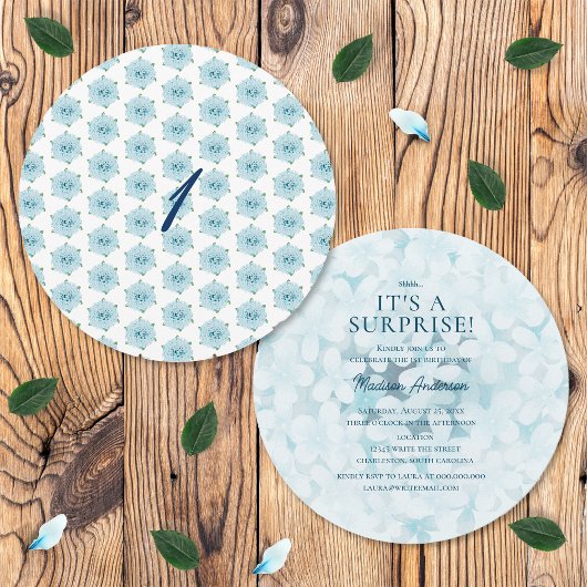 Blauwe Hydrangeas Eerste 1e Verrassingsverjaardags Kaart