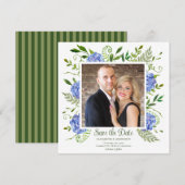 Blauwe Hydrangeas Foto Save The Date (Voorkant / Achterkant)