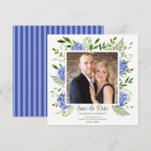 Blauwe Hydrangeas Foto Save The Date (Voorkant / Achterkant)