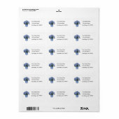 Blauwe hydrangeas in een Floral Ceramic Pot. Etiket (Full Sheet)