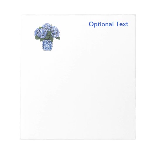 Blauwe hydrangeas in een Floral Ceramic Pot. Notitieblok (Voorkant)