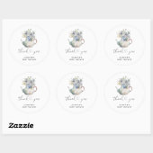 Blauwe Hydrangea's theepot baby shower Ronde Sticker (Vel)