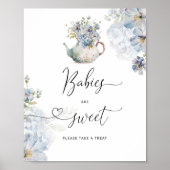 Blauwe Hydrangeas theepot Baby's zijn zoet Poster (Voorkant)
