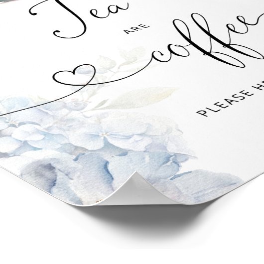 Blauwe Hydrangeas theepot Thee en Koffie bar Poster (Hoek)