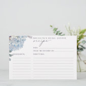 Blauwe hydrangeas Vrijgezellenfeest Recipe Kaarten (Staand voorkant)