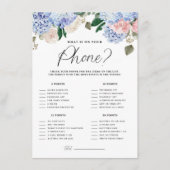 Blauwe Hydrangeas Wat op Uw Kaart van het Spel van (Voorkant)