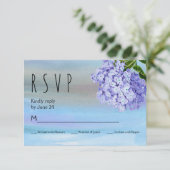 Blauwe hydrangeas waterverf florale bruiloft RSVP (Staand voorkant)