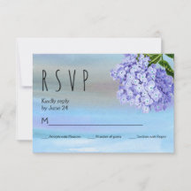 Blauwe hydrangeas waterverf florale bruiloft RSVP