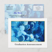 Blauwe hydrangebloemen afstuderen aankondiging (Voorkant / Achterkant)