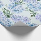 Blauwe hydrangebloemen cadeaupapier (Hoek)
