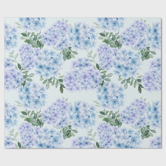 Blauwe hydrangebloemen cadeaupapier (Vlak)
