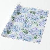 Blauwe hydrangebloemen cadeaupapier (Uitgerold)